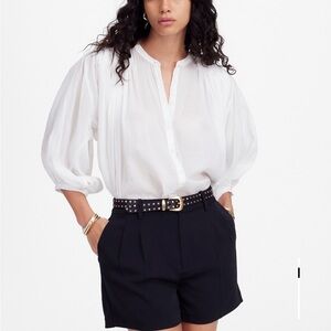 Madewell Easy Pleated Trouser Short in Jet Black